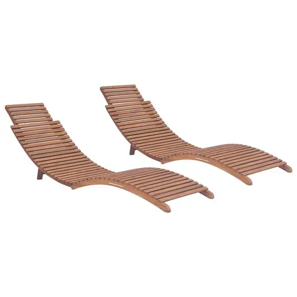 vidaXL Folding Sun Loungers 2 pieces Solid Teak Wood, Tan colored, 3073170