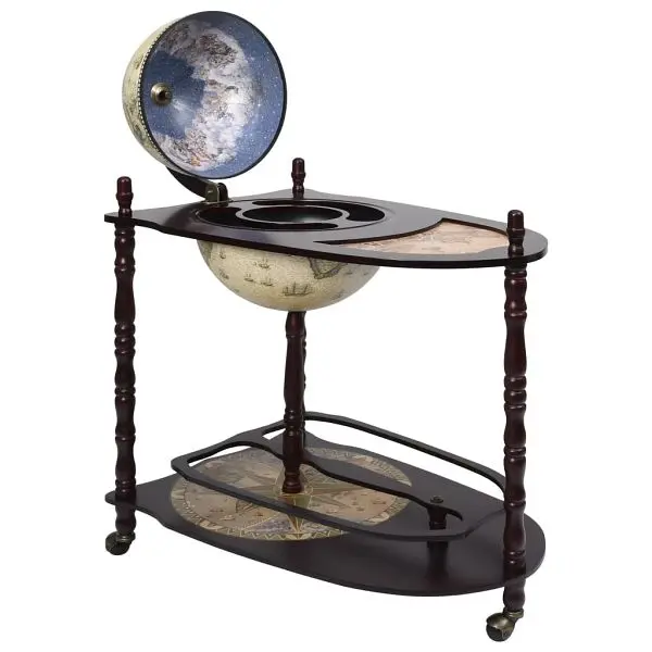vidaXL Freestanding Globe Bar Wind Stand Eucalyptus Wood Green, 320907