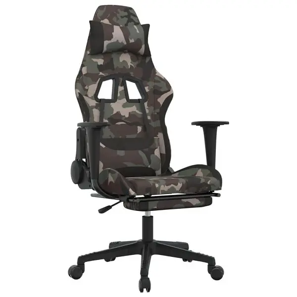 vidaXL Gaming Chair Footrest Camouflage and Black Fabric, Green colored, 3143752