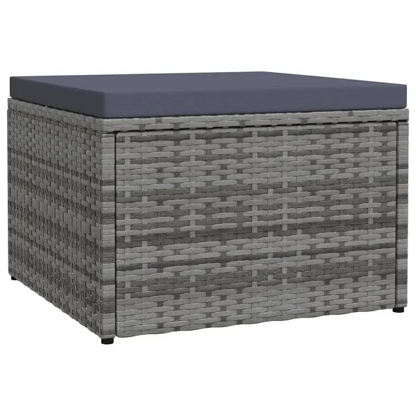 vidaXL Garden Footstool Cushion Brushed Silver Gray Poly Rattan, 310488