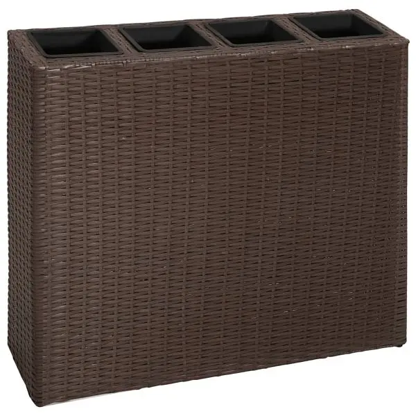 vidaXL Garden Raised Bed 4 Pots Poly Rattan Walnut, 41085