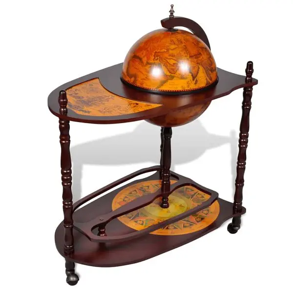 vidaXL Globe Bar Wine Stand Eucalyptus Wood Freestanding, Brown colored, 240699