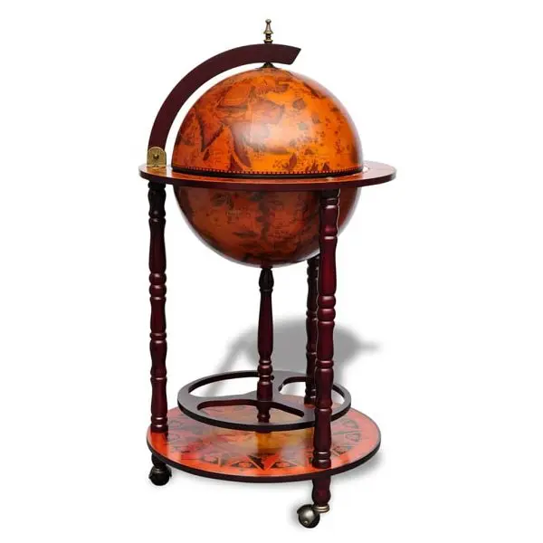 vidaXL Globe Bar Wine Stand Eucalyptus Wood, Brown colored, 60774