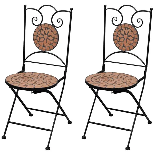 vidaXL Glow Folding Bistro Chairs 2 pieces Ceramic Terracotta, Brown colored, 41529