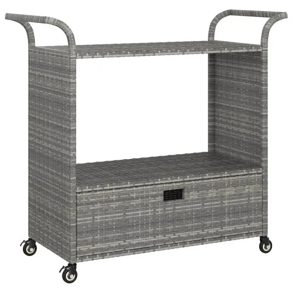 vidaXL Guard Bar Cart Drawer Gray 39.4"x17.7"x38.2" Poly Rattan, 316664
