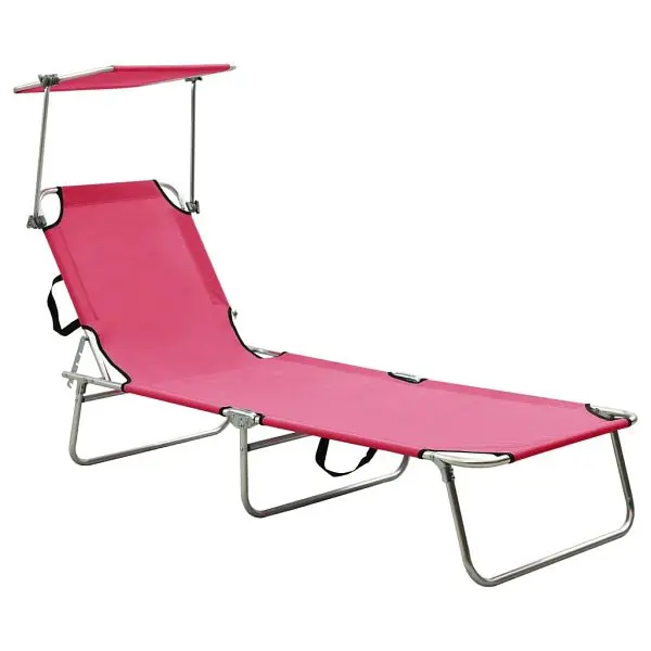 vidaXL Guard Folding Sun Lounger Canopy Steel Magento Pink, 310327