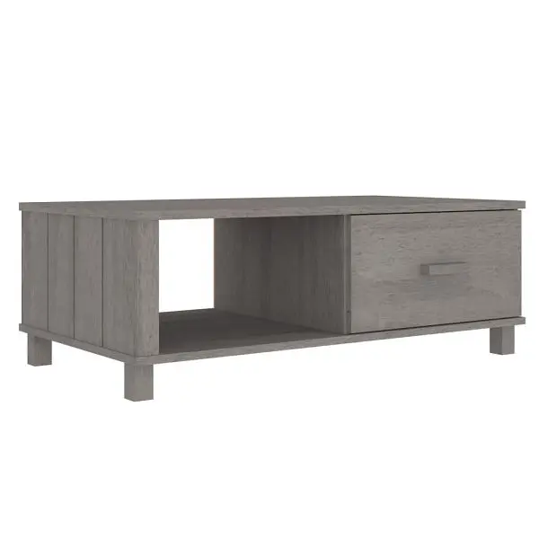vidaXL Hardened Coffee Table HAMAR Light Gray 39.4"x21.7"x13.8" Solid Wood Quick Release Pine, 340455