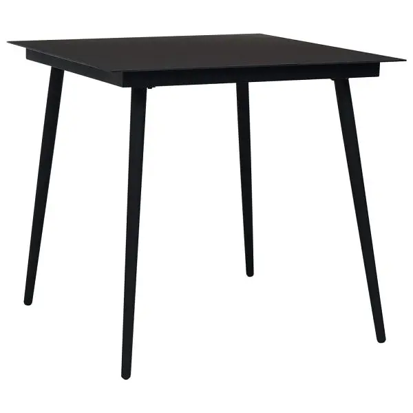 vidaXL Heavy Patio Dining Table Black 31.5"x31.5"x29.1" Spring Steel and Glass, 312157