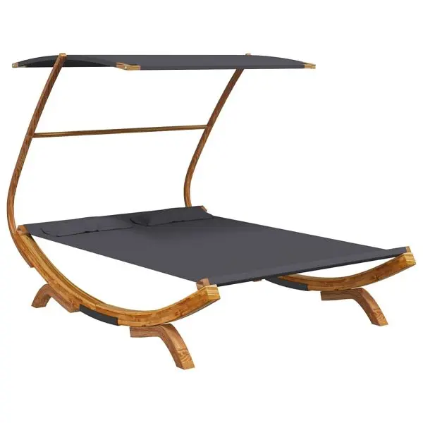vidaXL Heavy Patio Lounge Bed Canopy 65"x79.9"x54.3" Solid Bent Wood Anthracite, 313952