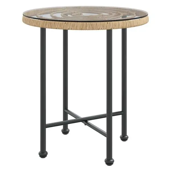 vidaXL High-Performance Dining Table diameter 19.7" Tempered Glass and Steel, Brown colored, 319432