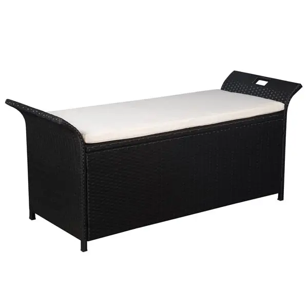 vidaXL High-Performance Storage Bench Cushion 54.3" Poly Rattan Black, 44183