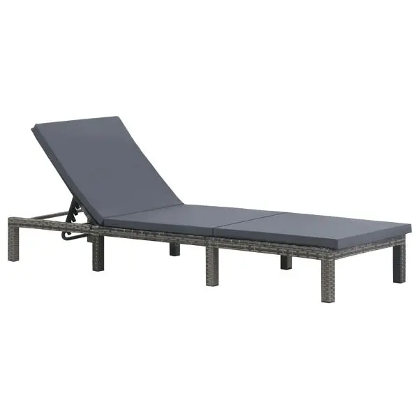 vidaXL Improved Sun Lounger Cushion Poly Rattan Anthracite, 47752