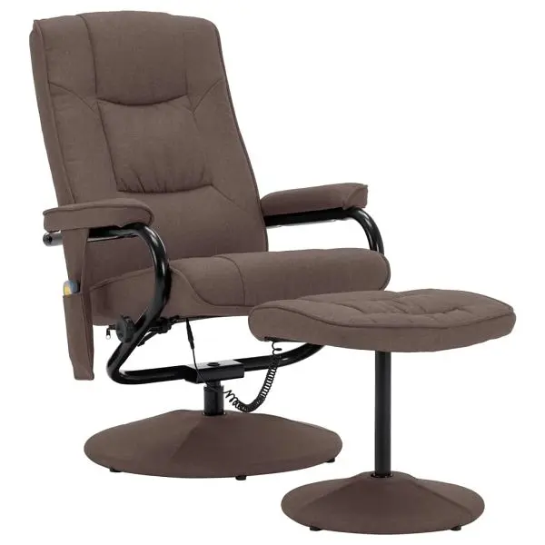 vidaXL Large Massage Recliner Footrest Espresso Fabric, 249317