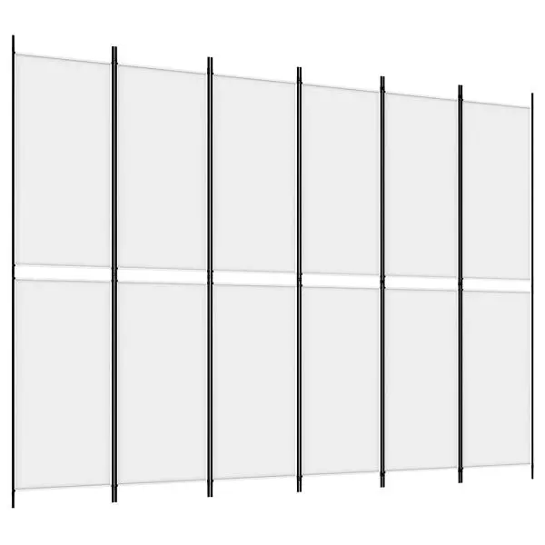 vidaXL Lightweight 6-Panel Room Divider White 118.1"x86.6" Fabric, 350254