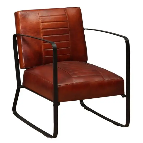 vidaXL Lounge Chair Bronze Authentic Leather, 23.6" x 25.2" x 29.1", 244629
