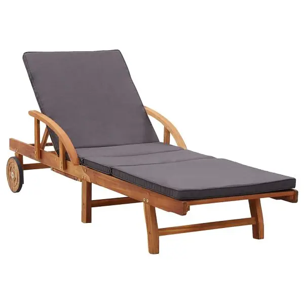 vidaXL Low-Profile Sun Lounger Cushion Solid Acacia Wood, Brown colored, 46026