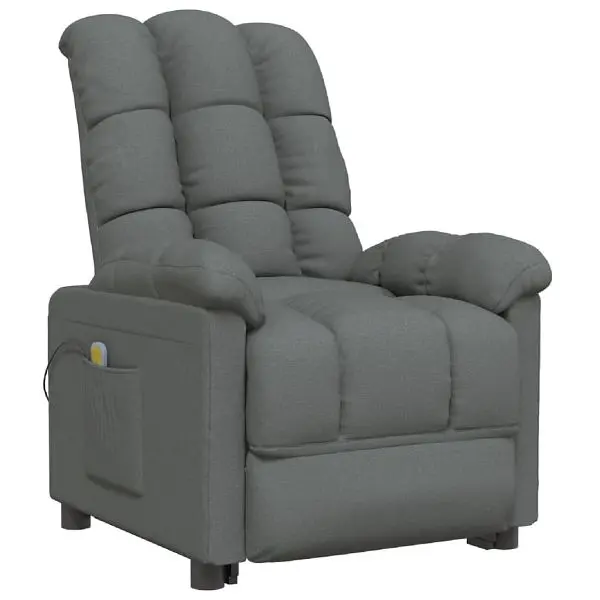 vidaXL Massage Recliner Dark Grey Fabric, 29.1" x 39" x 40.2", 289807