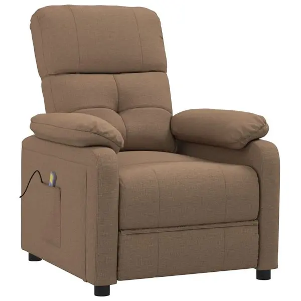 vidaXL Massage Recliner Walnut Fabric, 28.7" x 35.4" x 39.4", 289676