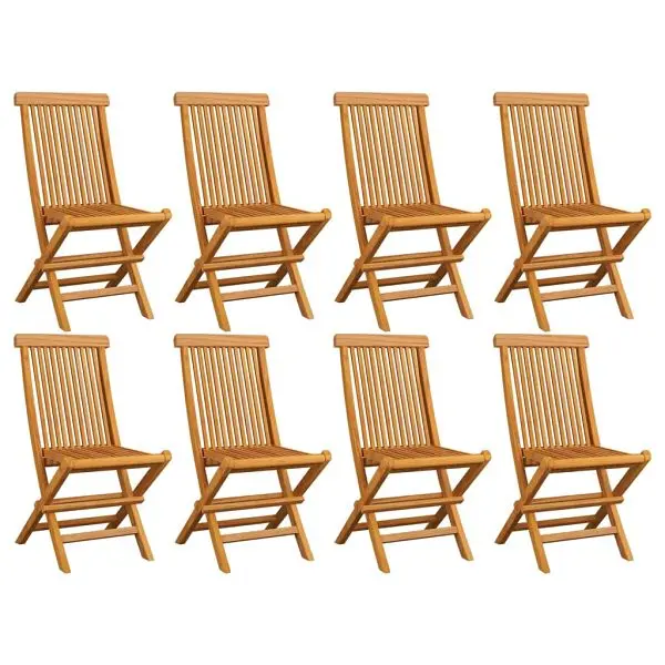 vidaXL Maximum-Strength Folding Patio Chairs 8 pieces Solid Teak Wood, Brown colored, 3072916