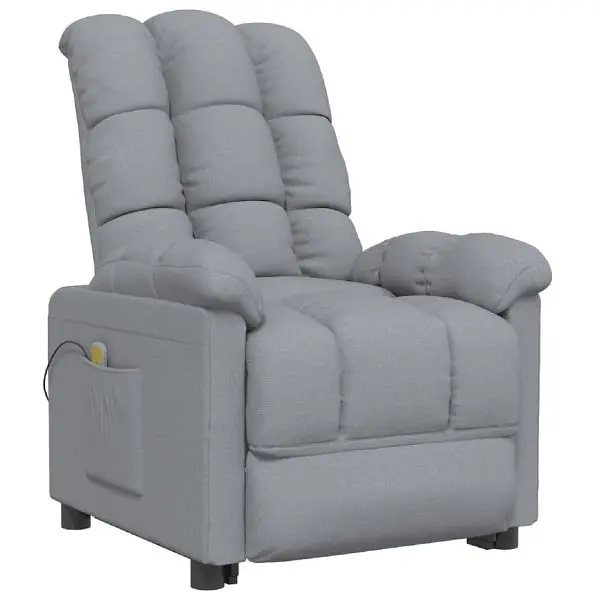 vidaXL Multi-Purpose Massage Recliner Light Silver Gray Fabric, 29.1" x 39" x 40.2", 289806