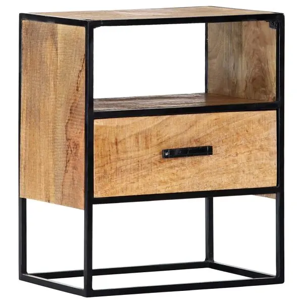 vidaXL Nightstand 15.7"x11.8"x19.6" Solid Mango Wood, Brown colored, 247740