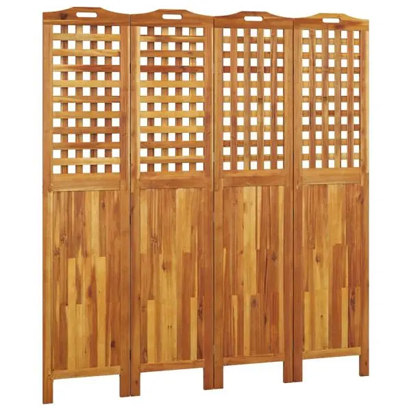 vidaXL Optimized 4-Panel Room Divider 63.8"x0.8"x70.9" Solid Wood Acacia, Bronze colored, 318549