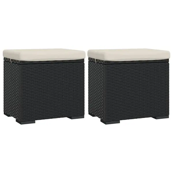 vidaXL Ottomans Cushions 2 pieces Black 15.7"x11.8"x15.7" Poly Rattan, 319394