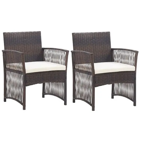 vidaXL Patio Armchairs Cushions 2 pieces Walnut Poly Rattan, 46439