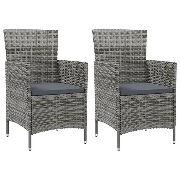 vidaXL Patio Chairs Cushions 2 pieces Poly Rattan Gunmetal, 316682