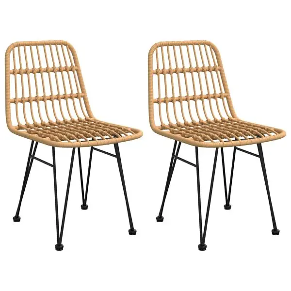 vidaXL Patio Chairs 2 pieces 18.9"x24.4"x33.1" PE Rattan, Beige colored, 319428