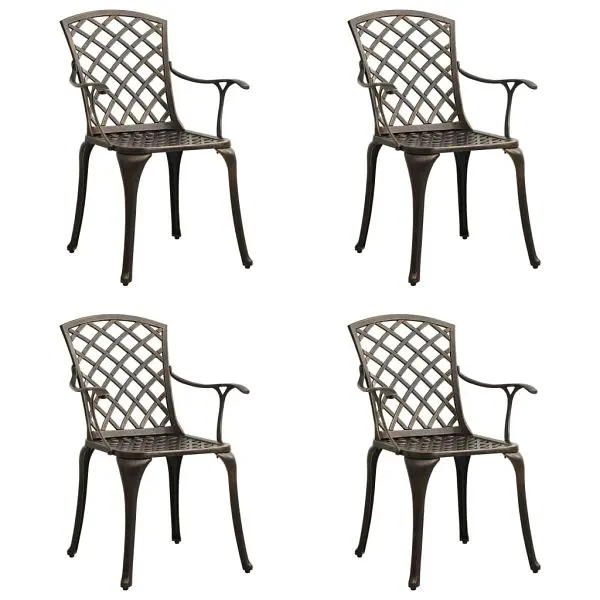 vidaXL Patio Chairs 4 pieces Cast Aircraft Aluminum Bronze, Brown colored, 315571
