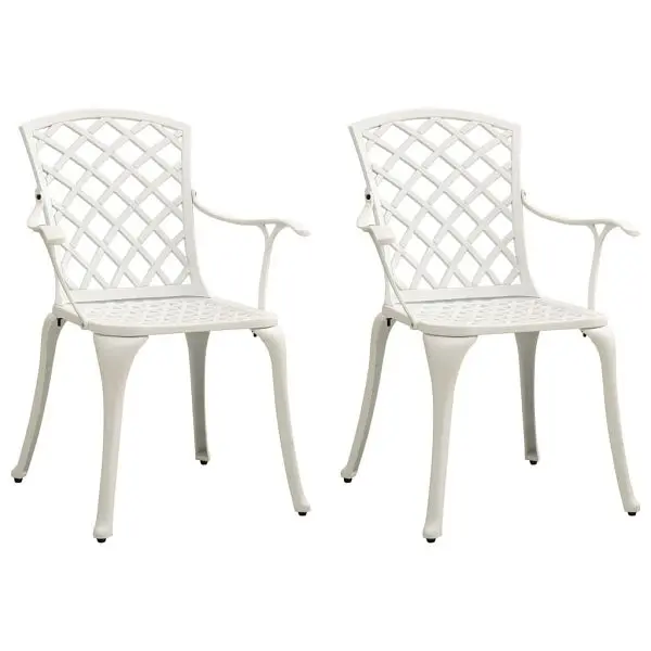 vidaXL Patio Chairs 2 pieces Cast Aluminum White, 315574