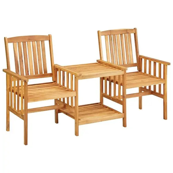 vidaXL Patio Chairs Tea Table 62.6"x24"x36.2" Solid Acacia Wood, Brown colored, 45933