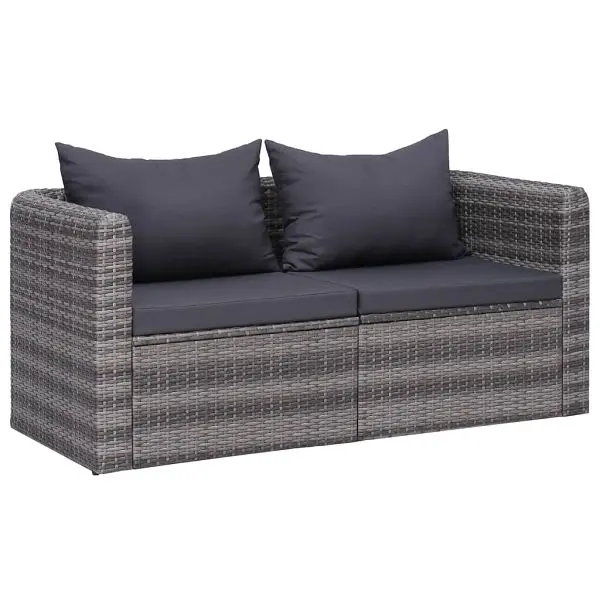 vidaXL Patio Corner Sofas 2 pieces Gray Poly Rattan, 44162