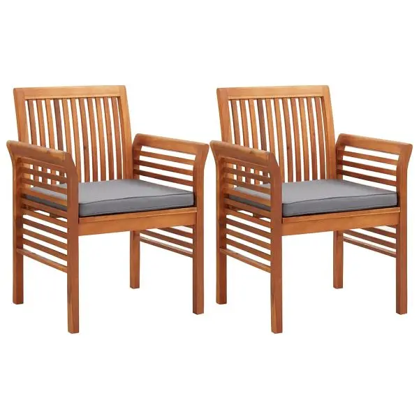 vidaXL Patio Dining Chairs Cushions 2 pieces Solid Acacia Wood, Espresso colored, 45970