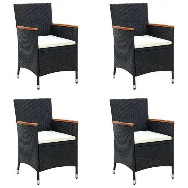 vidaXL Patio Dining Chairs 4 pieces Poly Rattan Black, 316695