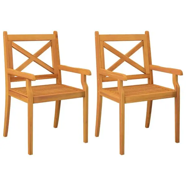 vidaXL Patio Dining Chairs 2 pieces Solid Wood Acacia, Espresso colored, 310305