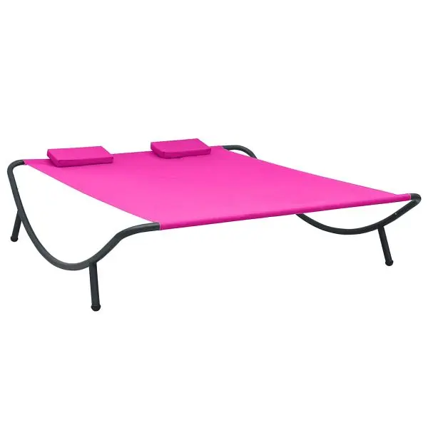 vidaXL Patio Lounge Bed Fabric Pink colored, 78.7" x 68.1" x 17.7", 313532