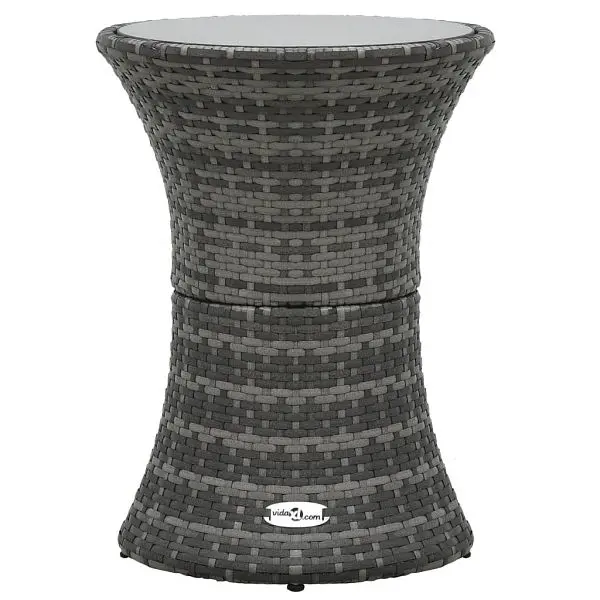 vidaXL Patio Side Table Drum Influence Graphite Poly Rattan, 48152