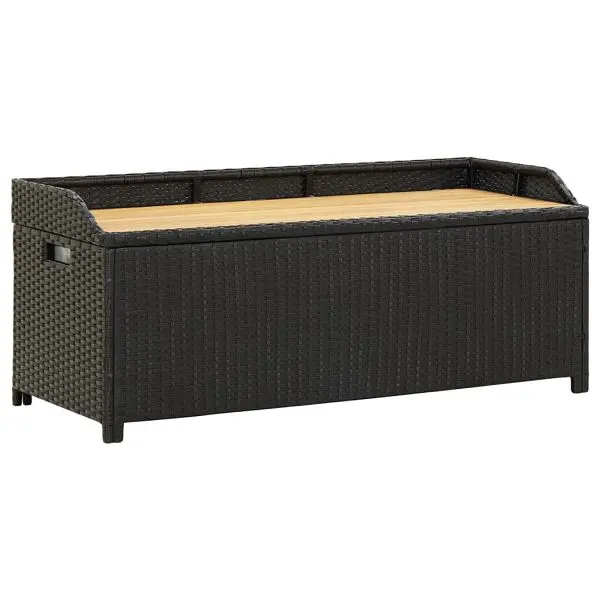 vidaXL Patio Storage Bench 47.2" Poly Rattan Black, 46480
