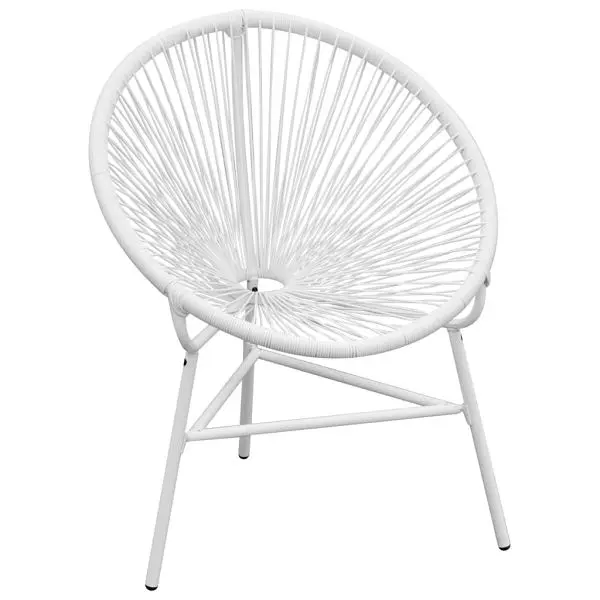 vidaXL Patio String Moon Chair Poly Rattan Off-White, 42072