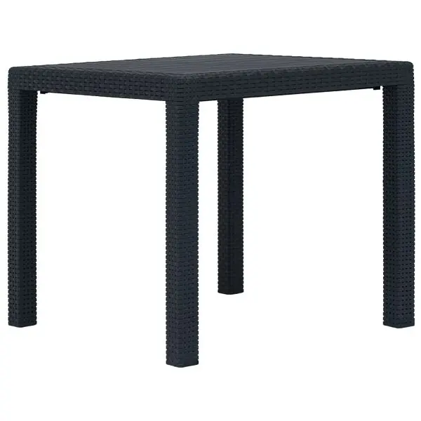 vidaXL Patio Table Anthracite 31.1"x31.1"x28.3" Polymer Rattan Look, 45602
