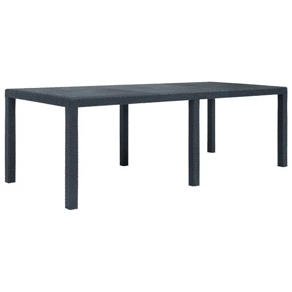 vidaXL Patio Table Anthracite 86.6"x35.4"x28.3" Plastic Rattan Look, 45608