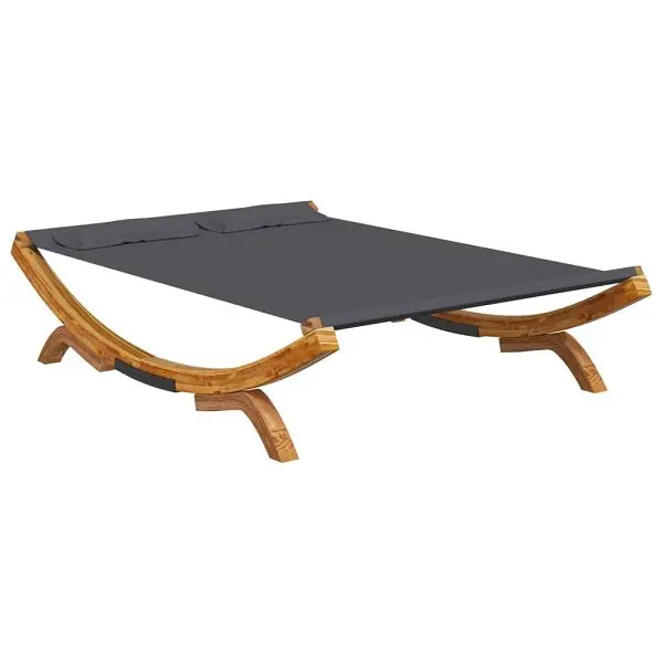 vidaXL Performance Patio Lounge Bed 65"x74.2"x18.1" Solid Bent Wood Anthracite, 313950