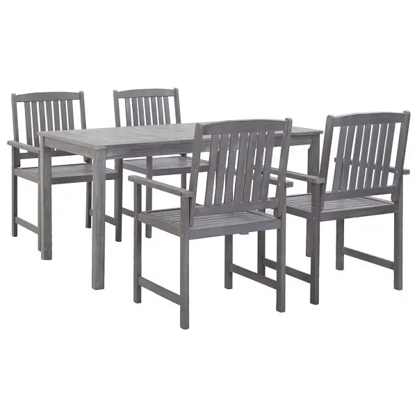 vidaXL 5 Piece Patio Dining Set Gray Solid Acacia Wood, 45940