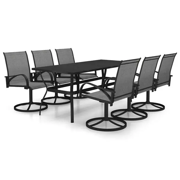 vidaXL 7 Piece Patio Dining Set Textilene and High-Carbon Steel, Gunmetal colored, 3060285