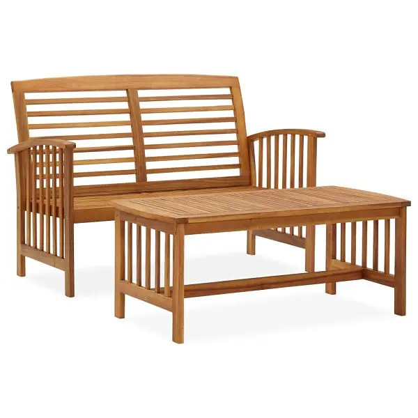 vidaXL 2 Piece Patio Lounge Set Solid Acacia Wood, Bronze colored, 310262