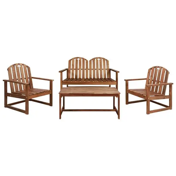 vidaXL 4 Piece Patio Lounge Set Solid Acacia Wood, Chocolate colored, vertical design, 44035