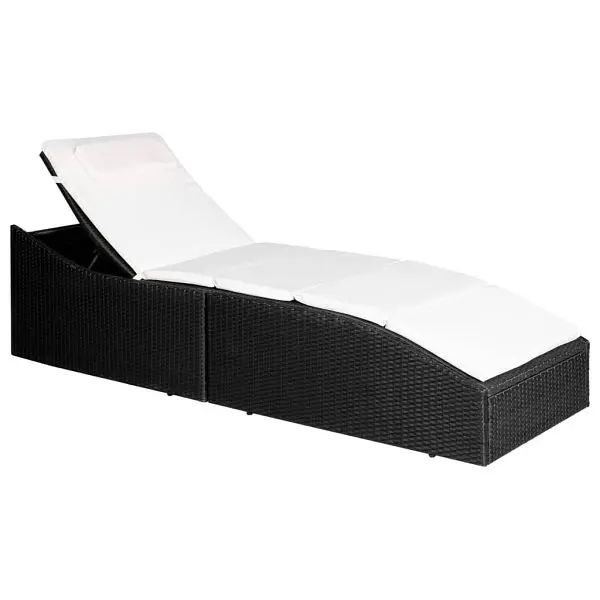 vidaXL Precision-Engineered Sun Lounger Cushion Poly Rattan Black, 44134