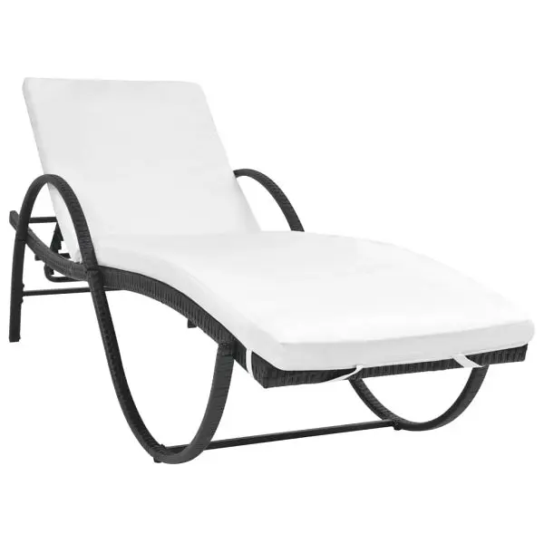 vidaXL Premium Sun Lounger Cushion Poly Rattan Midnight Black, Powder-coated steel frame, 42884